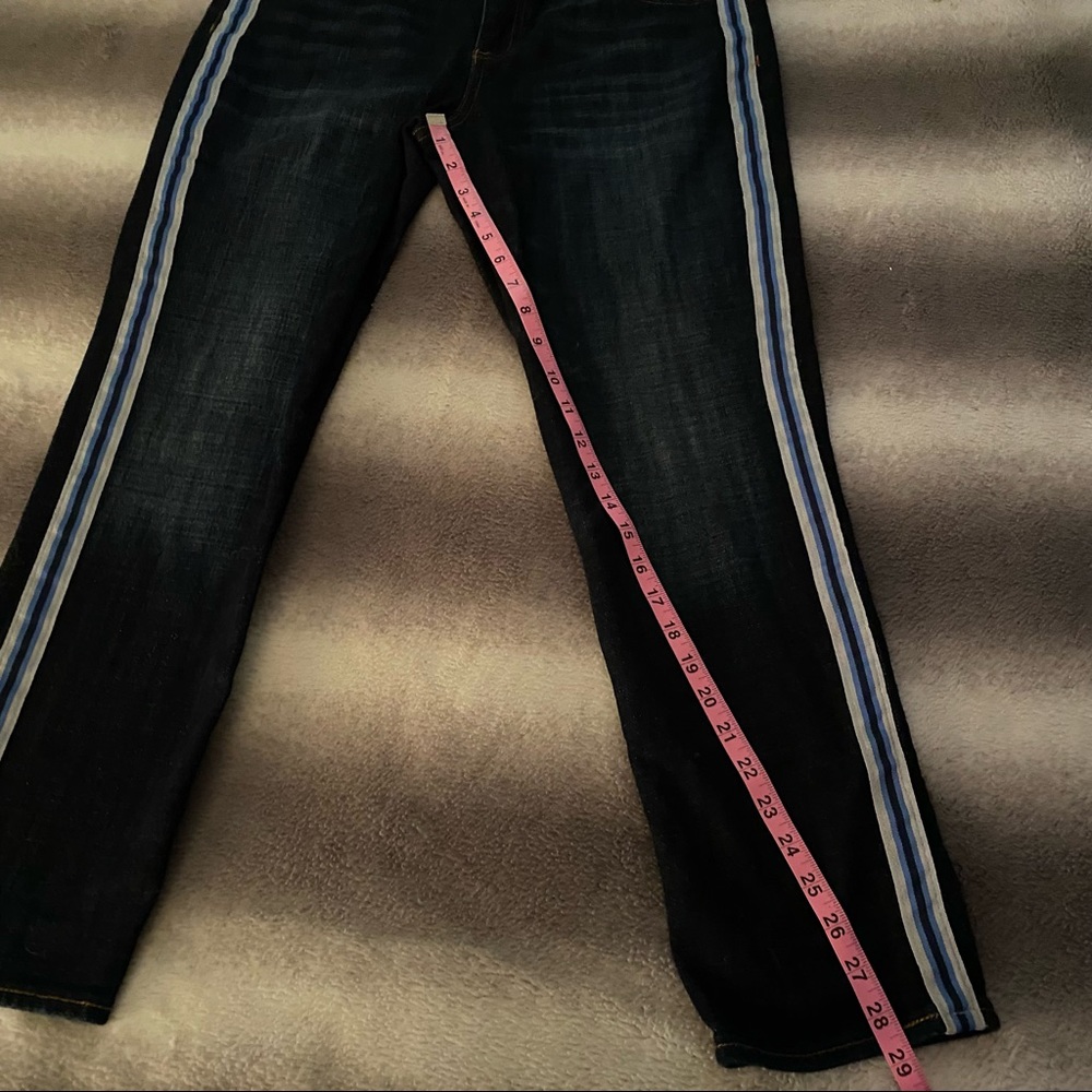 Kut from the Kloth Stevie Ankle Straight Leg Jean with Blue Varsity Side Stripes - Picture 8 of 12